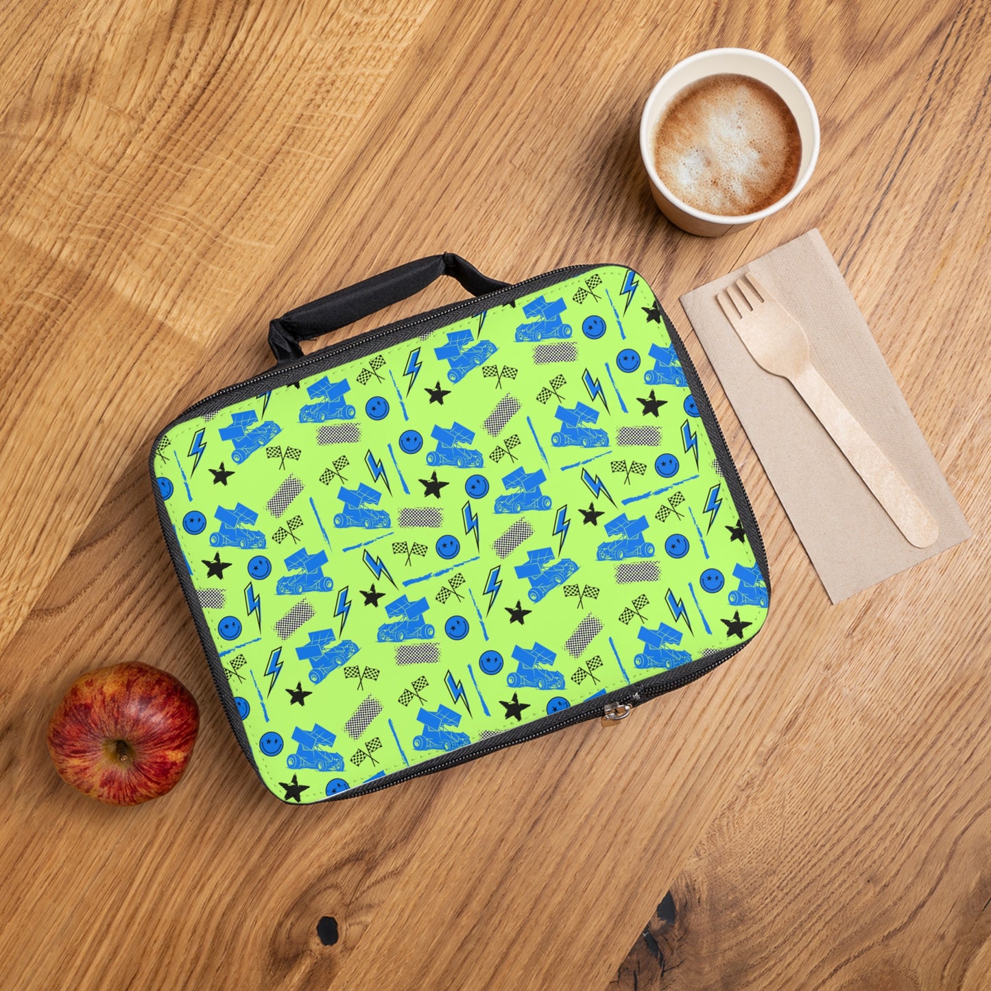 Winged Sprint Car -Green & Blue -Lunch Bag