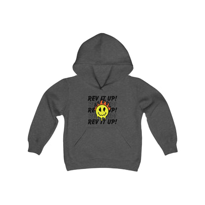 Rev It Up Flame Smiley - Youth Hooded Sweatshirt