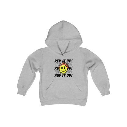 Rev It Up Flame Smiley - Youth Hooded Sweatshirt