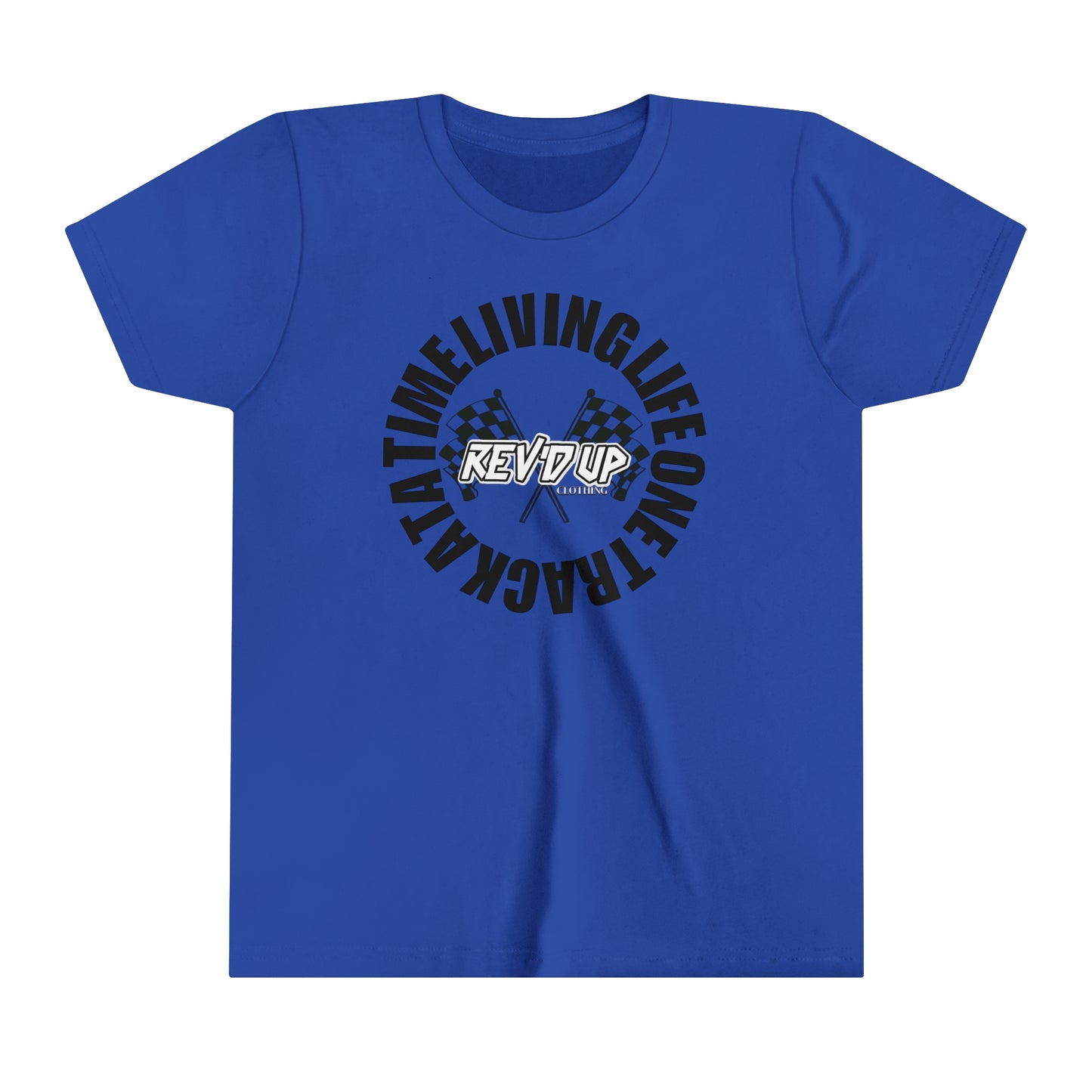 Living Life One Track At A Time Black Rev'd Up Clothing -Youth T-Shirt
