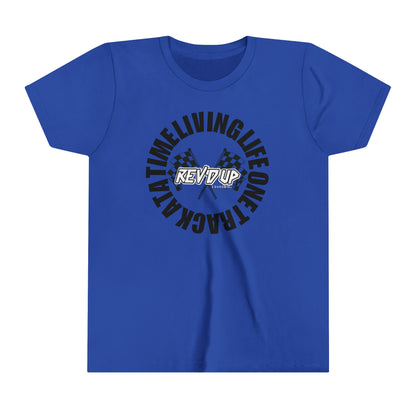 Living Life One Track At A Time Black Rev'd Up Clothing -Youth T-Shirt