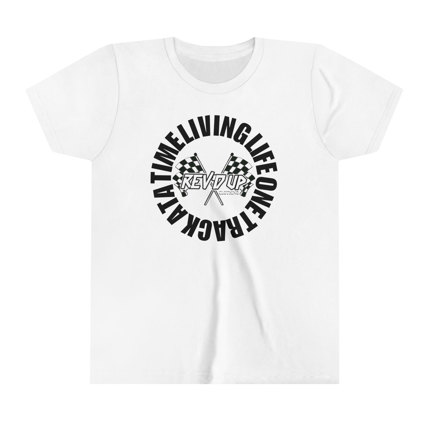 Living Life One Track At A Time Black Rev'd Up Clothing -Youth T-Shirt