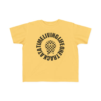 Living Life One Track At A Time Black Checkered Smiley - Toddler's T-Shirt