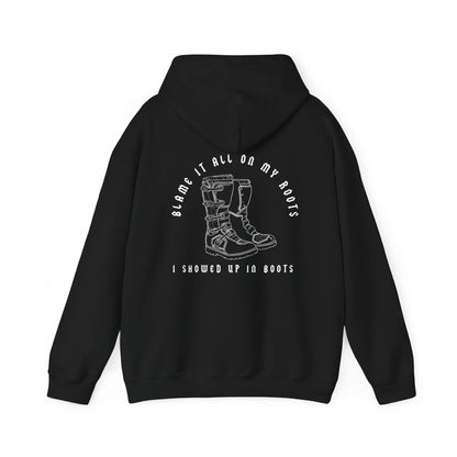 Blame It All On My Roots White Font- Adult Hooded Sweatshirt