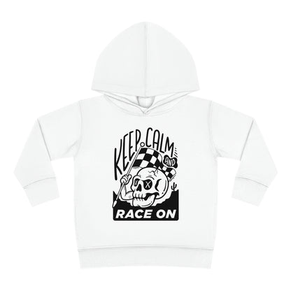 Keep Calm and Race On -Toddler Hooded Sweatshirt