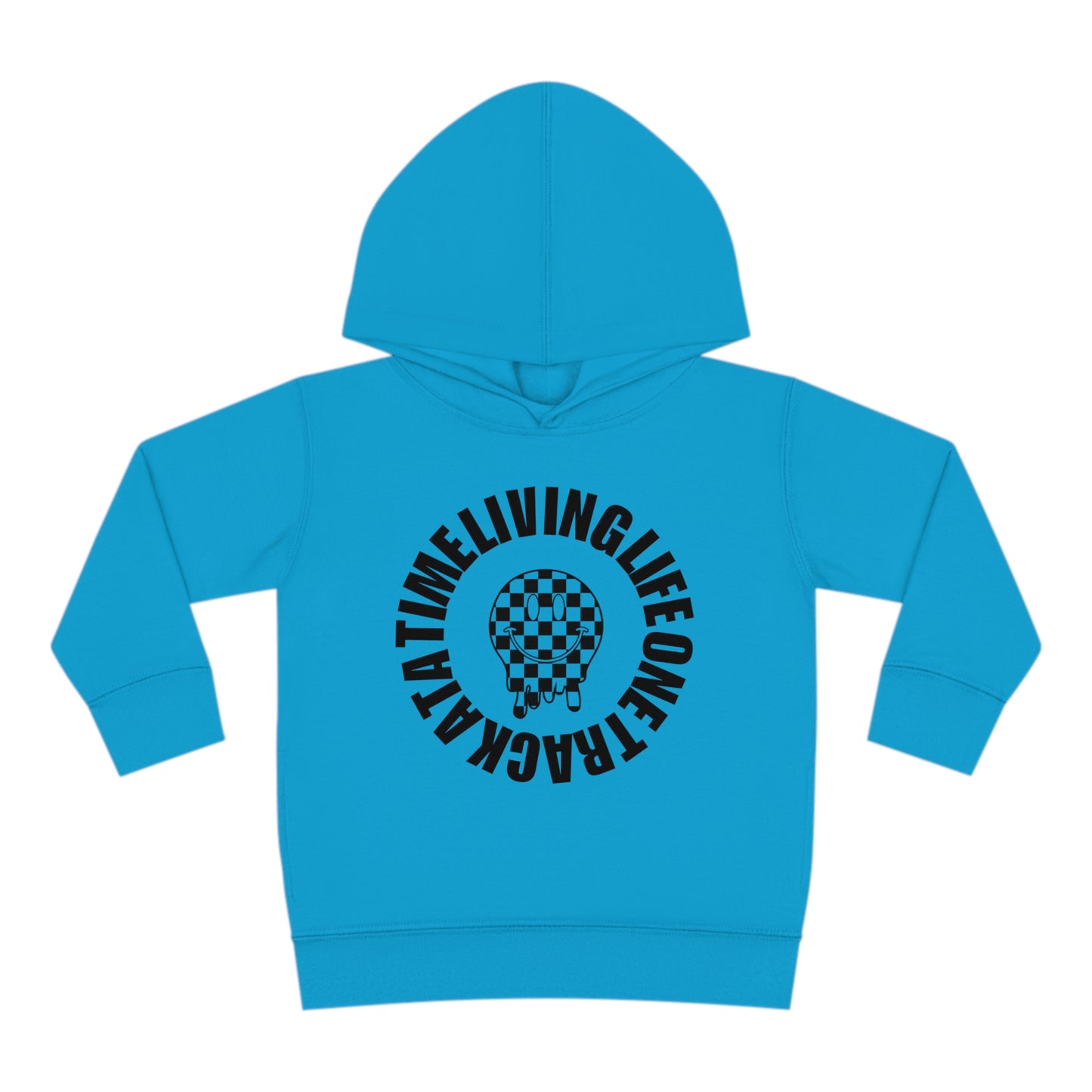 Living Life One Track At A Time Black Checkered Smiley - Toddler Hooded Sweatshirt