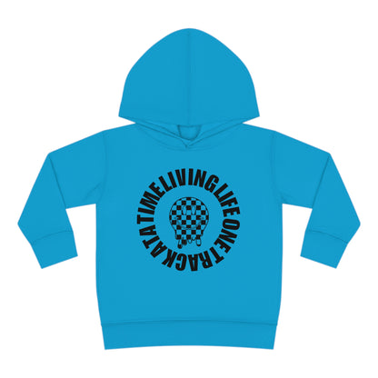 Living Life One Track At A Time Black Checkered Smiley - Toddler Hooded Sweatshirt