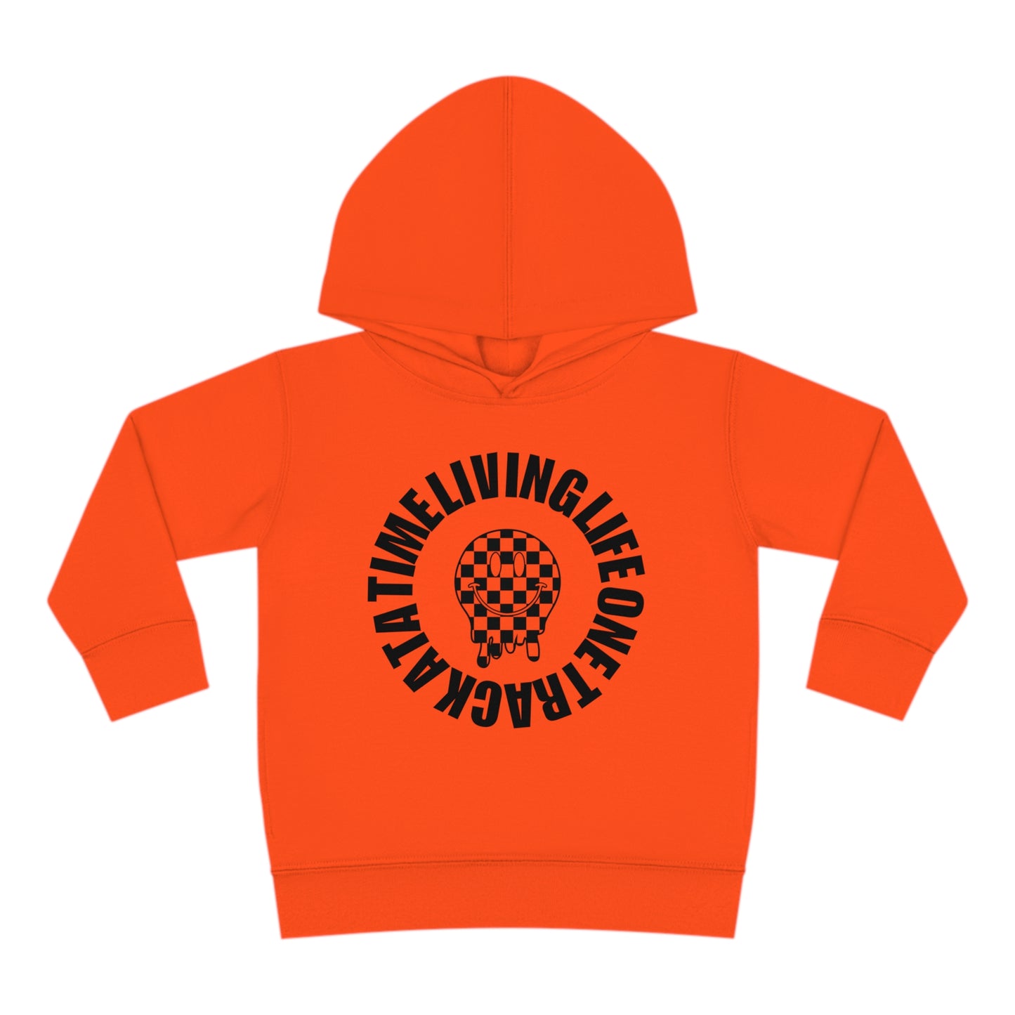 Living Life One Track At A Time Black Checkered Smiley - Toddler Hooded Sweatshirt