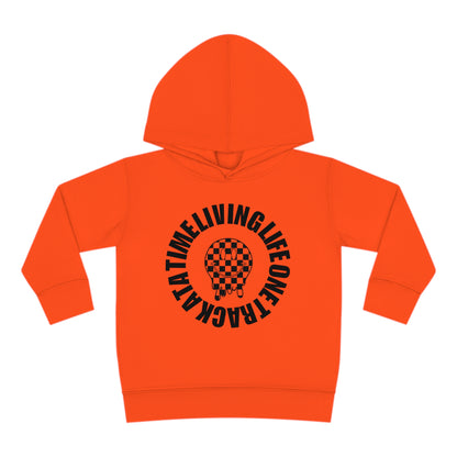 Living Life One Track At A Time Black Checkered Smiley - Toddler Hooded Sweatshirt