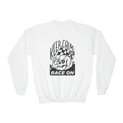 Keep Calm and Race On -Youth Crewneck Sweatshirt