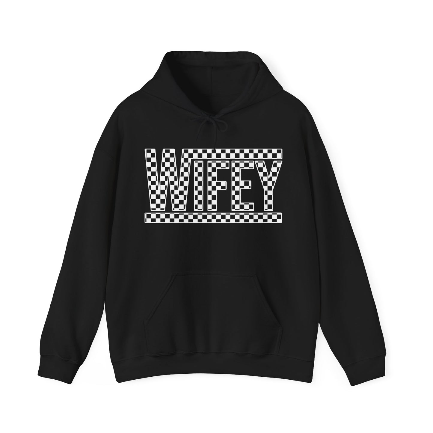 Checkered Wifey- Adult Hooded Sweatshirt
