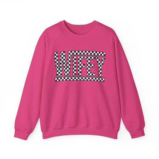 Checkered Wifey- Adult Crewneck Sweatshirt