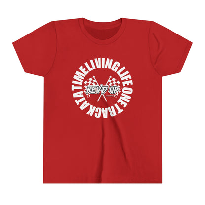 Living Life One Track At A Time White Rev'd Up Clothing - Youth T-Shirt