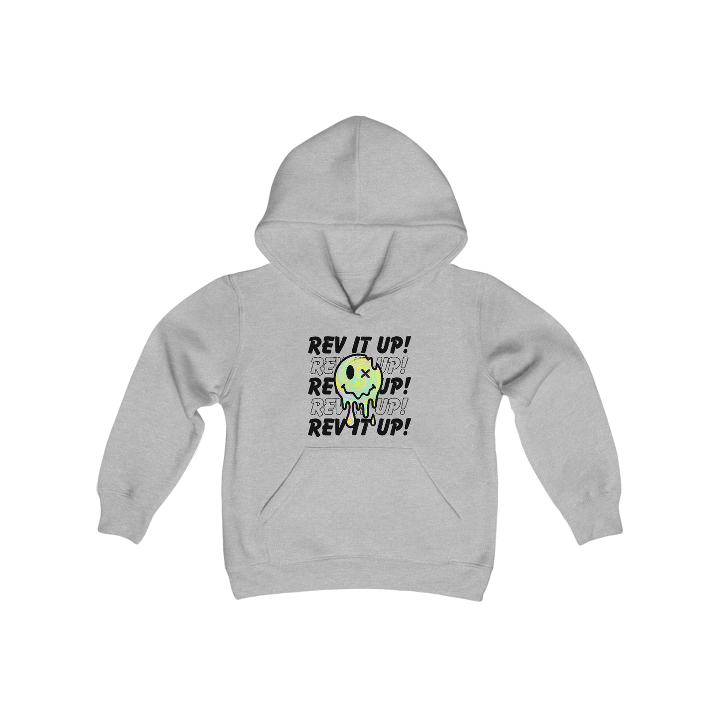 Rev It Up Retro Smiley -Youth Hooded Sweatshirt