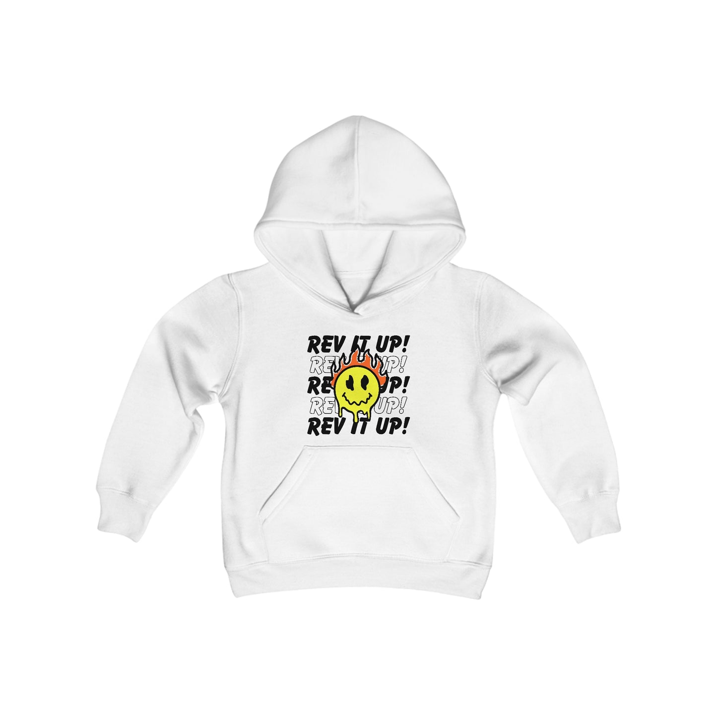Rev It Up Flame Smiley - Youth Hooded Sweatshirt