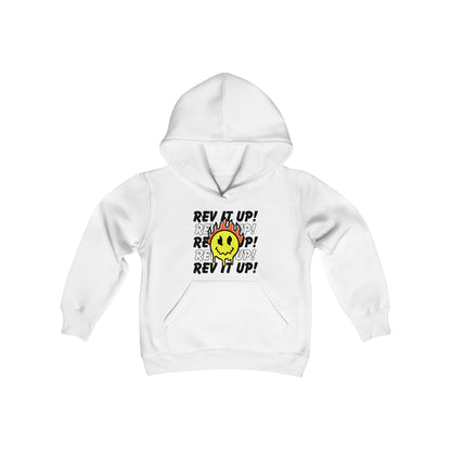 Rev It Up Flame Smiley - Youth Hooded Sweatshirt