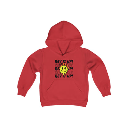 Rev It Up Flame Smiley - Youth Hooded Sweatshirt