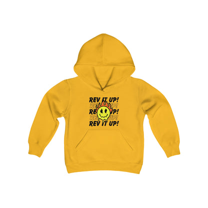 Rev It Up Flame Smiley - Youth Hooded Sweatshirt