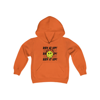 Rev It Up Flame Smiley - Youth Hooded Sweatshirt