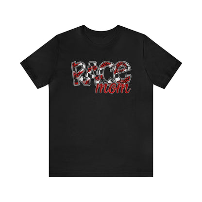 Checkered with Red Race Mom- Adult T-Shirt