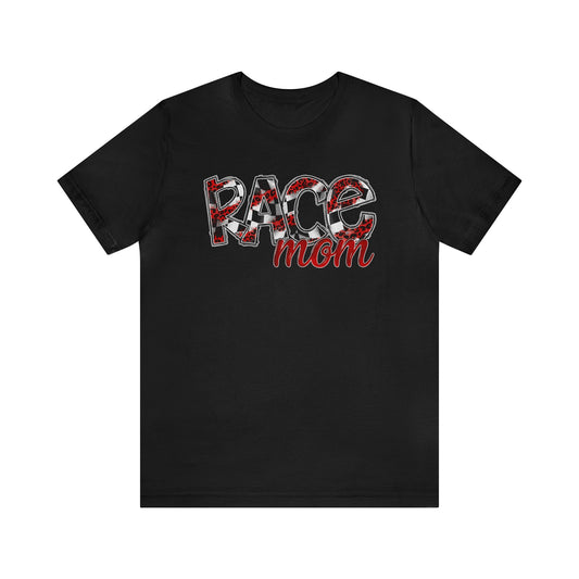 Checkered with Red Race Mom- Adult T-Shirt