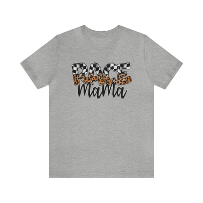 Leopard & Checkered Race Mama- Adult T-Shirt