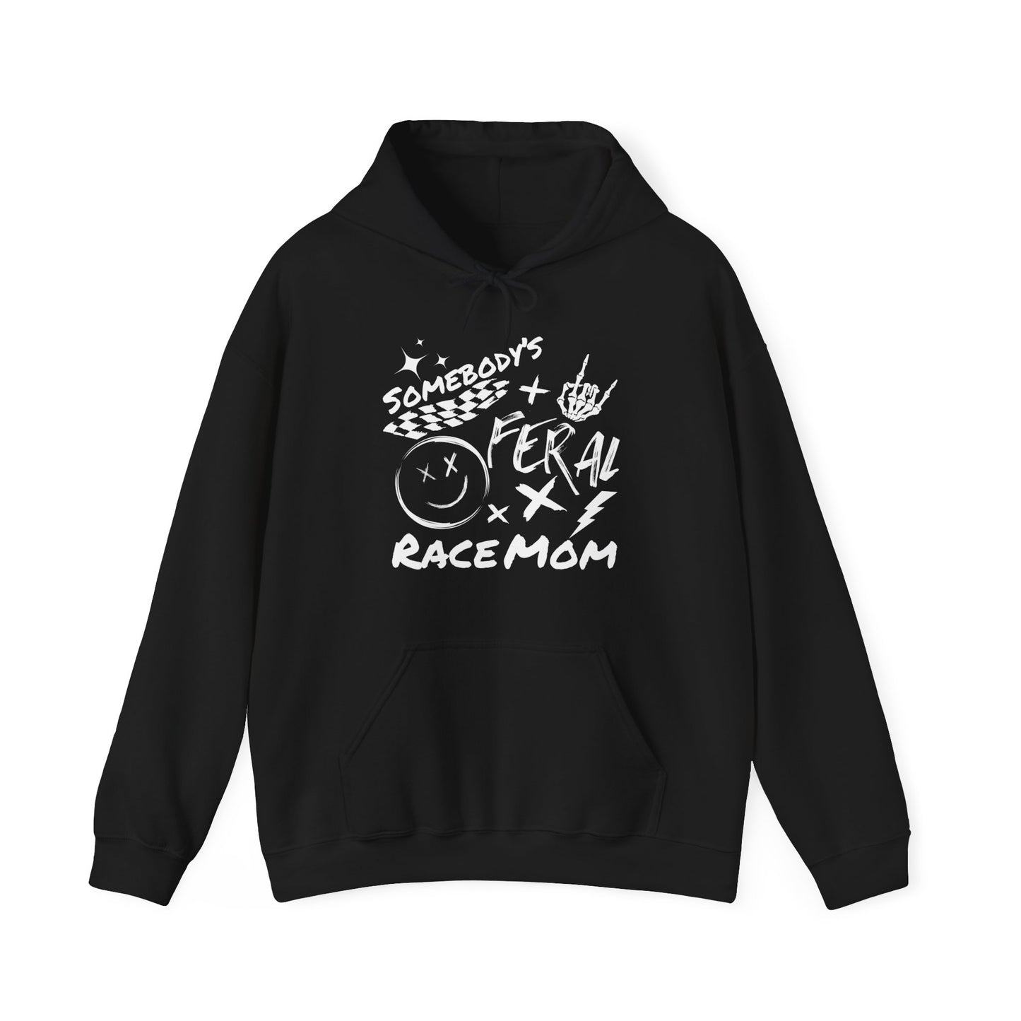 Somebody`s Feral Race Mom- Adult Hooded Sweatshirt