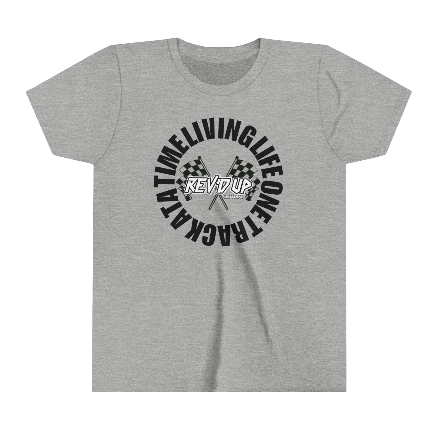 Living Life One Track At A Time Black Rev'd Up Clothing -Youth T-Shirt