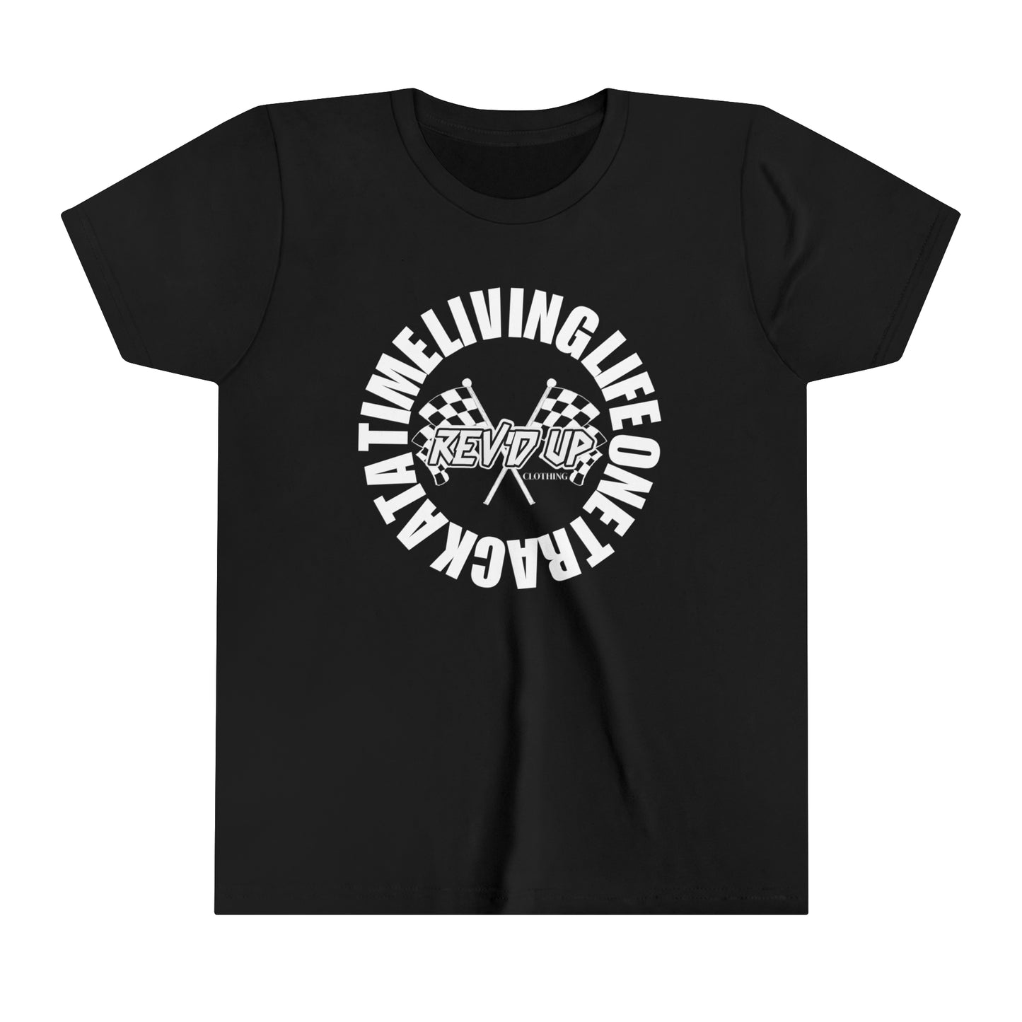 Living Life One Track At A Time White Rev'd Up Clothing - Youth T-Shirt