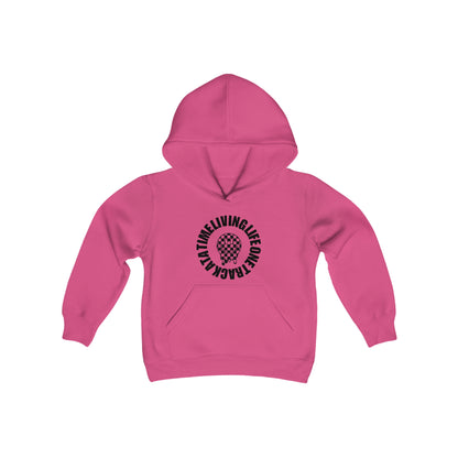 Living Life One Track At A Time Black Checkered Smiley - Youth Hooded Sweatshirt