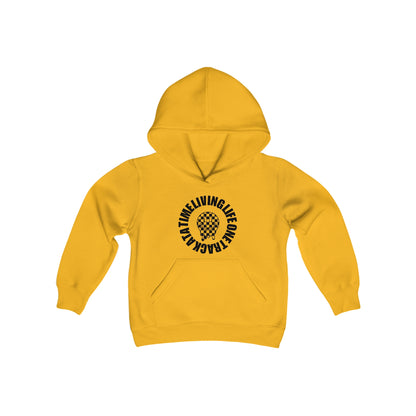 Living Life One Track At A Time Black Checkered Smiley - Youth Hooded Sweatshirt
