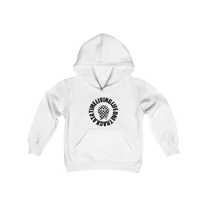 Living Life One Track At A Time Black Checkered Smiley - Youth Hooded Sweatshirt