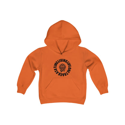 Living Life One Track At A Time Black Checkered Smiley - Youth Hooded Sweatshirt