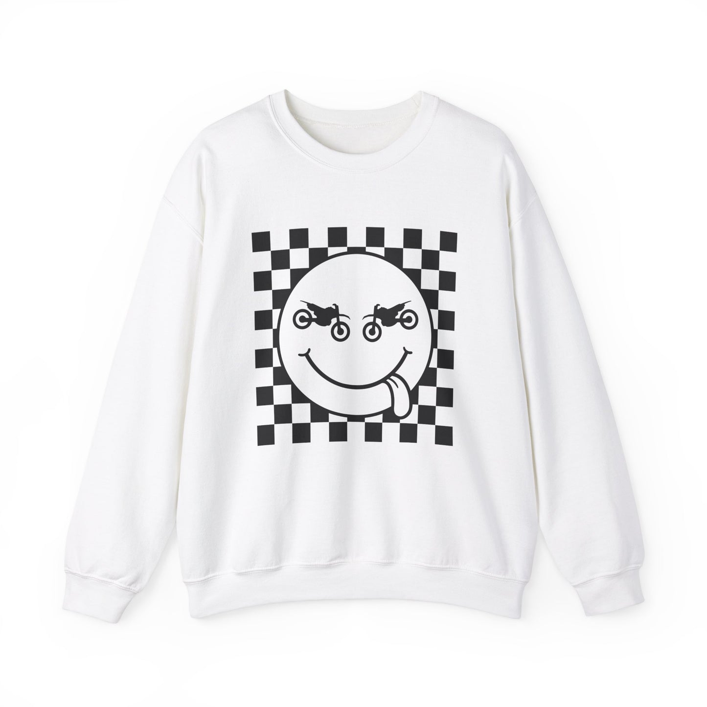 Race Flag Smile Face- Adult Crewneck Sweatshirt
