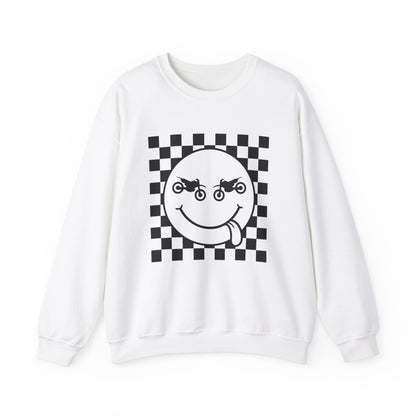 Race Flag Smile Face- Adult Crewneck Sweatshirt