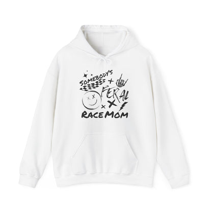 Somebody`s Feral Race Mom- Adult Hooded Sweatshirt