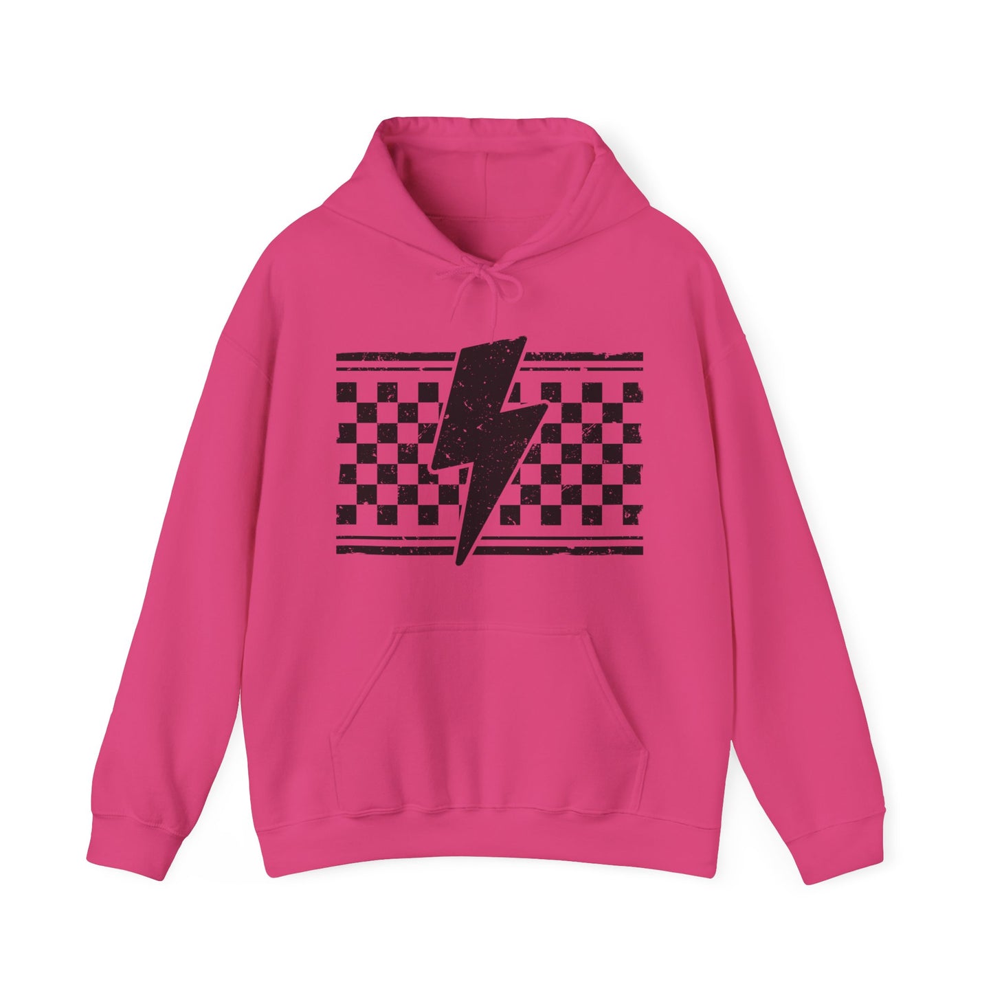 Grunge Checkered Lightening Bolt- Adult Hooded Sweatshirt