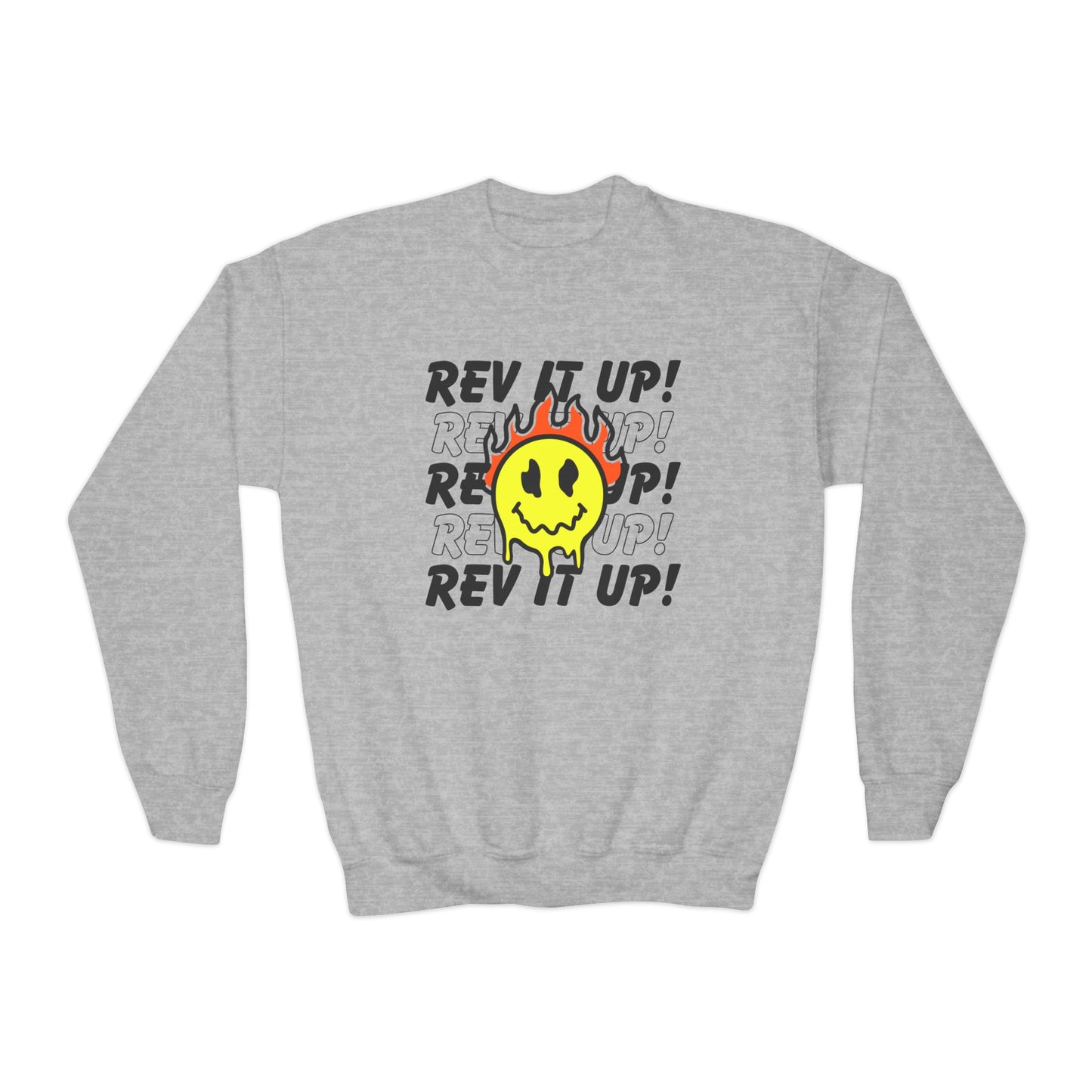Rev It Up Flame Smiley -Youth Sweatshirt