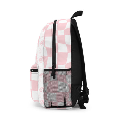 Light Pink Checkered Moto Backpack