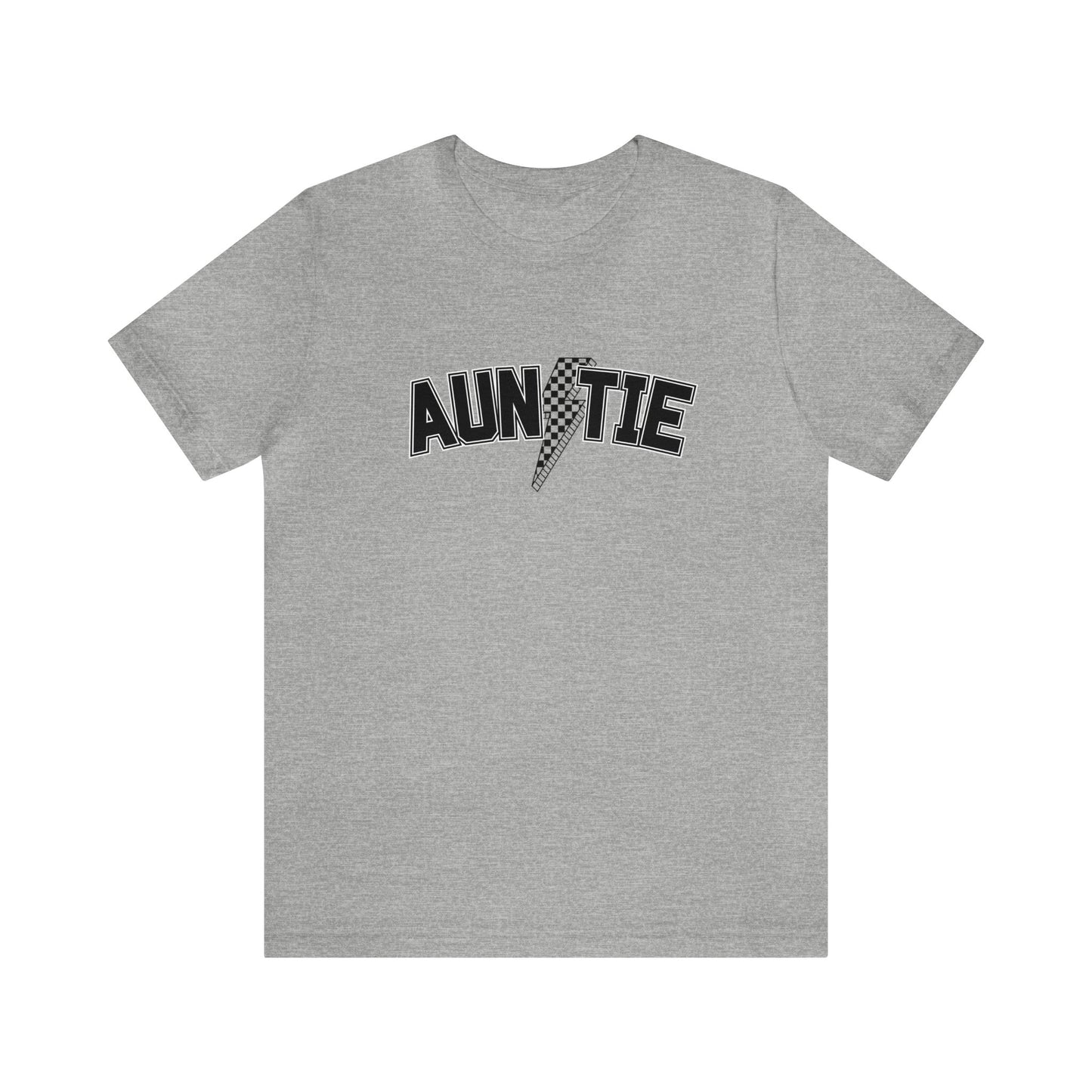 Checkered Lightening Bolt Auntie- Adult T-Shirt
