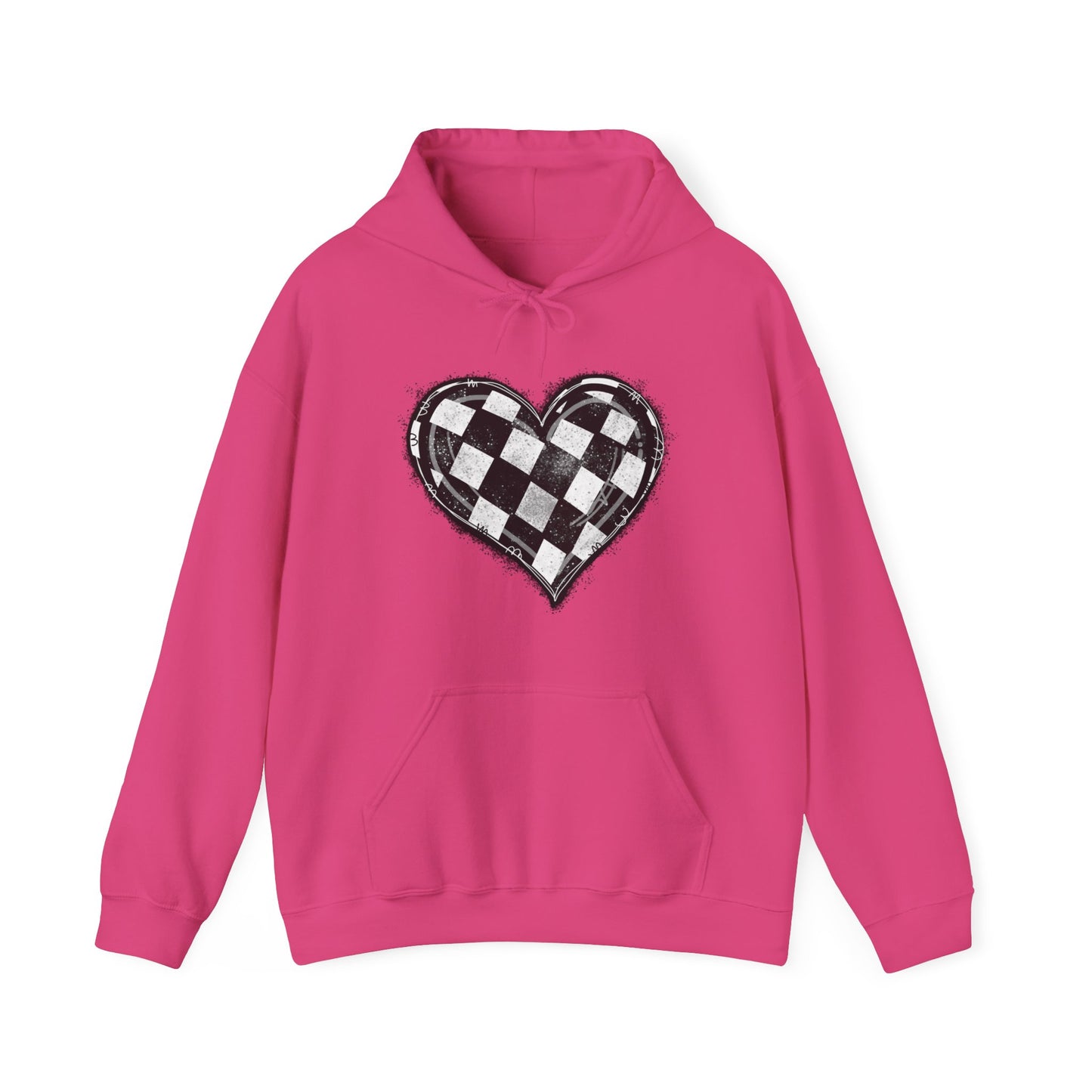 Checkered Heart- Adult Hooded Sweatshirt