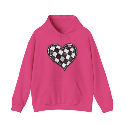 Checkered Heart- Adult Hooded Sweatshirt