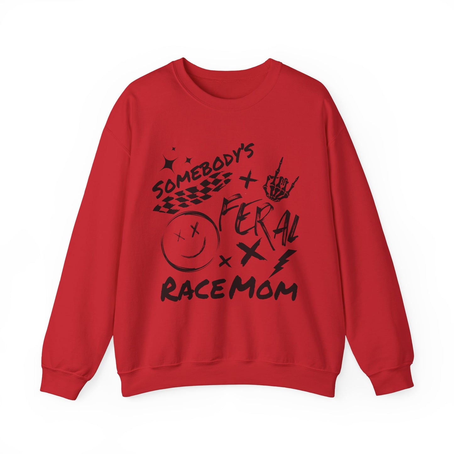 Somebody`s Feral Race Mom- Adult Crewneck Sweatshirt