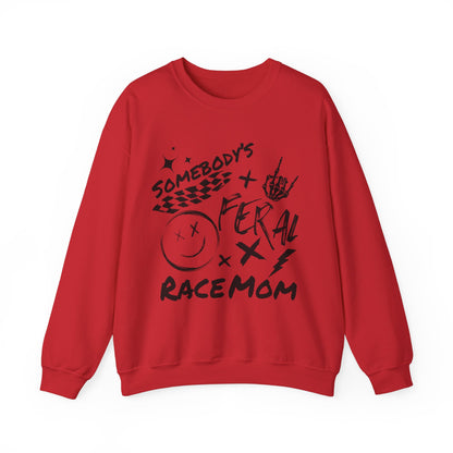 Somebody`s Feral Race Mom- Adult Crewneck Sweatshirt