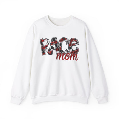 Checkered with Red Race Mom- Adult Crewneck Sweatshirt