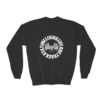 Living Life One Track At A Time White Rev'd Up Clothing - Youth Sweatshirt