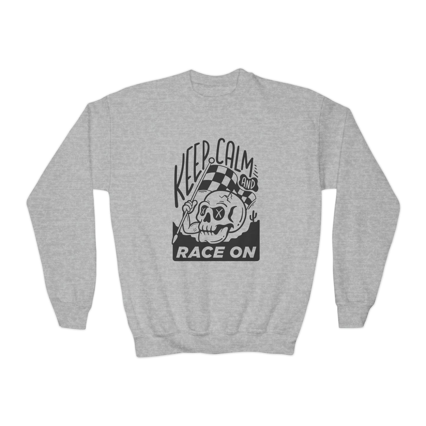 Keep Calm and Race On -Youth Crewneck Sweatshirt