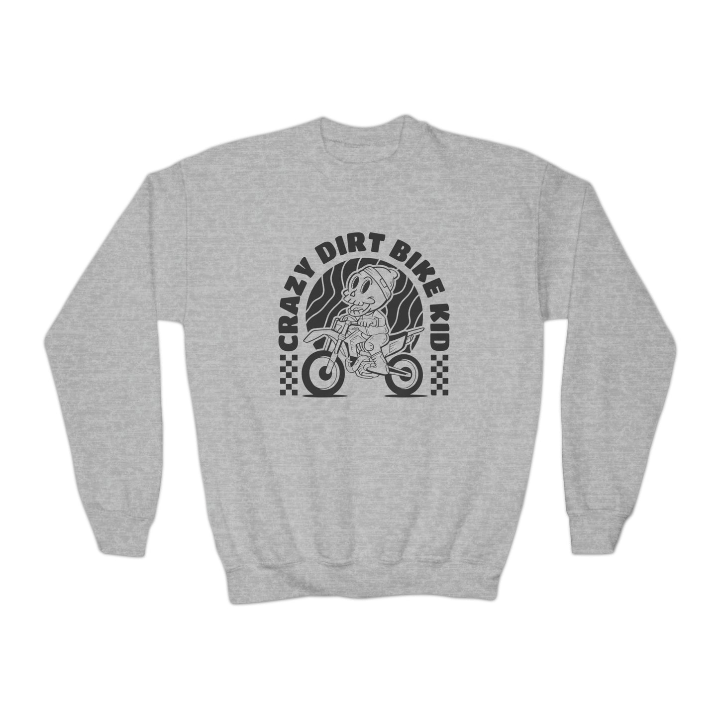 Crazy Dirt Bike Kid- Youth Crewneck Sweatshirt