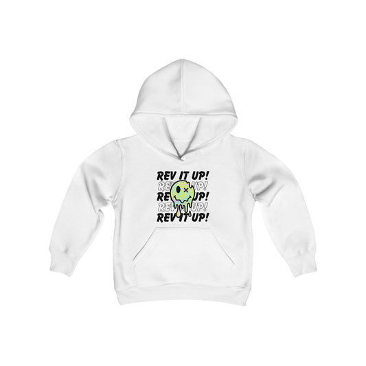 Rev It Up Retro Smiley -Youth Hooded Sweatshirt