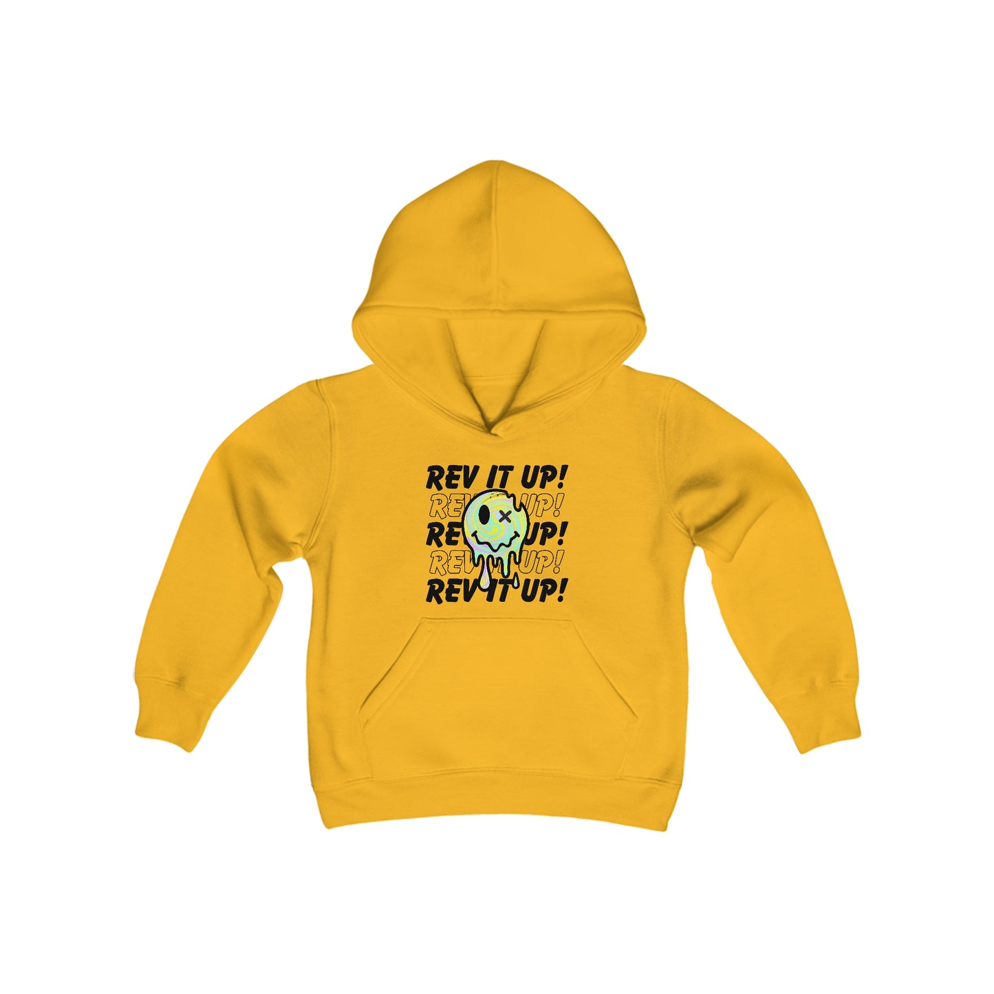 Rev It Up Retro Smiley -Youth Hooded Sweatshirt